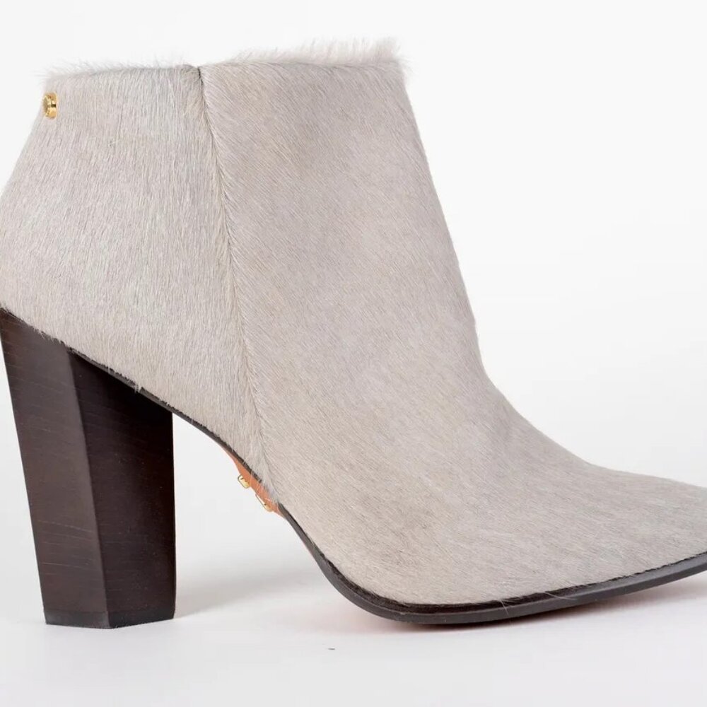 Carrano Pony Hair Cow Hide Leather Block Heel Green Anna Ankle Booties